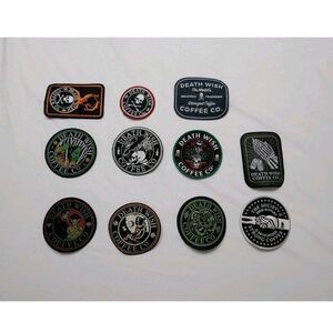 Death Wish Coffee Co. patches.  Set of eleven.